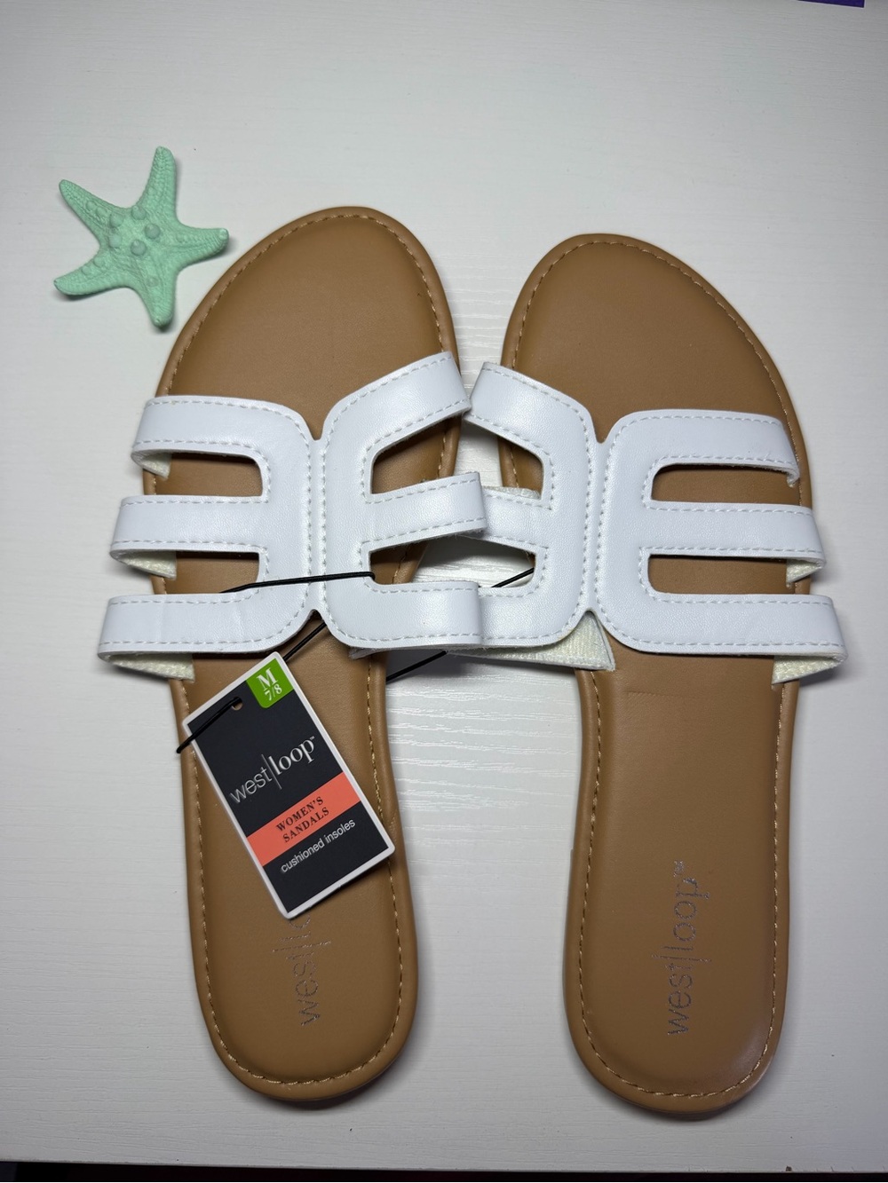 BRAND NEW White Westloop Sandals, Size 7/8